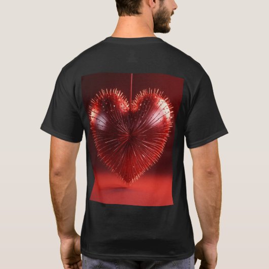 schönes, spitzes Herz, 3d rendern, 8k, dunkelrot d T-Shirt (Rückseite)