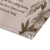 Schönes Sprichwort auf der Tafel mit Blumenglas Schneidebrett (Ecke)