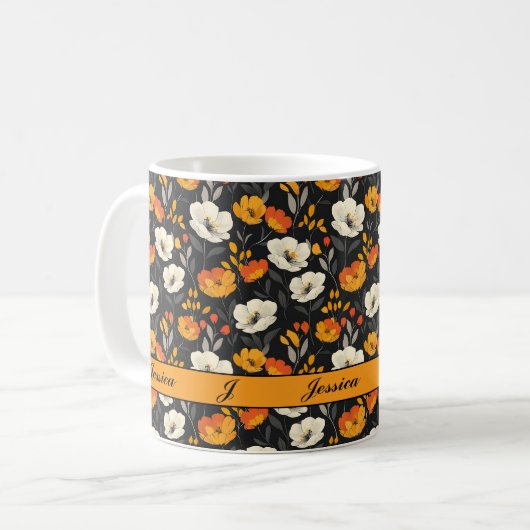 Schönes Spring Colorful Girl Wildblumen Script Kaffeetasse (Vorderseite Links)