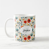 Schönes Spring Colorful Girl Wildblumen Script Kaffeetasse (Links)