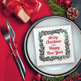Schönes Square Wreath Frohe Weihnachten Serviette