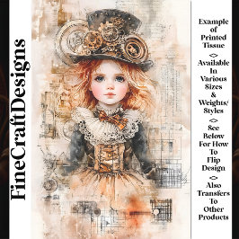 Schönes Steampunk Young Girl AN8 Decoupage Seidenpapier