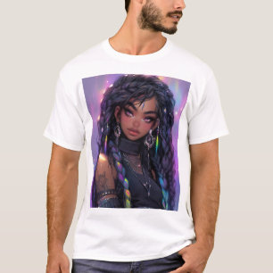 Schönes stilvolles Braided Hair Anime Girl T-Shirt