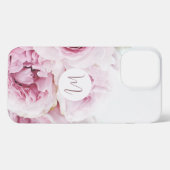 Schönes, stilvolles Monogramm, erstmalig blumenros iPhone Hülle (Rückseite (Horizontal))