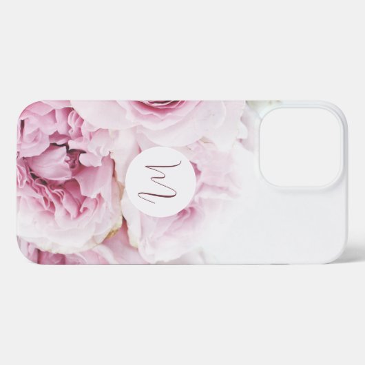 Schönes, stilvolles Monogramm, erstmalig blumenros iPhone Hülle (Rückseite (Horizontal))