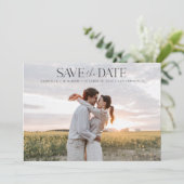 Schönes, stilvolles Texteüberlagern Zwei Fotos Save The Date (Stehend Vorderseite)