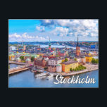 Schönes Stockholm, Schweden Postkarte<br><div class="desc">Diese landschaftliche Postkarte zeigt ein Foto mit Blick auf die schöne europäische Stadt Stockholm,  Schweden,  an einem bewölkten Nachmittag. Bitte passen Sie alle verfügbaren Optionen nach Ihren Wünschen an.</div>
