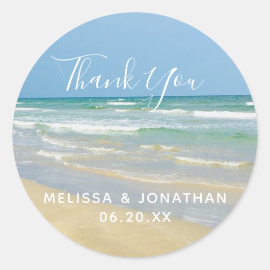 Schönes Strandbad Hochzeit Vielen Dank Runder Aufkleber (Vorderseite)