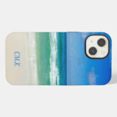 Schönes Strandfoto-Monogramm Ozeanwellen Küste iPhone Hülle (Rückseite (Horizontal))