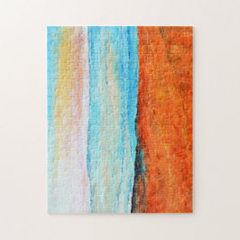 Schönes Strandgemälde Abstrakt Orange Blue Puzzle