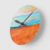 Schönes Strandgemälde Abstrakt Orange Runde Wanduhr (Winkel)