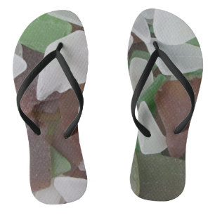 Schönes Strandglas Weiß Brown Grün Badesandalen