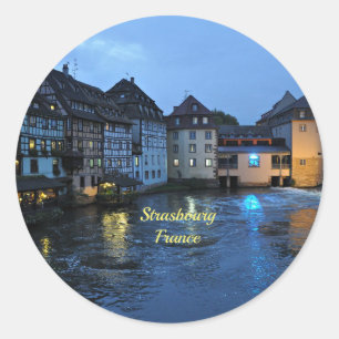 Schönes Straßburg, Frankreich (bezeichnet) Runder Aufkleber