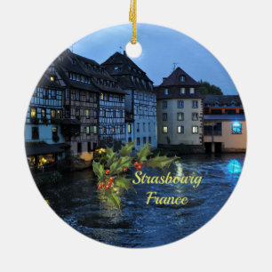 Schönes Straßburg, Frankreich mit Weihnachtsheil Keramik Ornament
