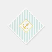 Schönes Streifenmuster Goldener Anker Serviette (Ecke)