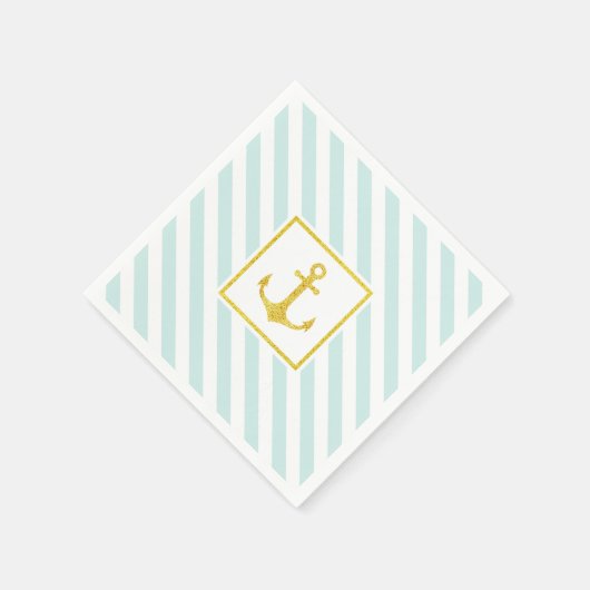 Schönes Streifenmuster Goldener Anker Serviette (Ecke)