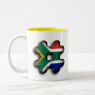 Schönes Südafrika Hashtag-Flaggenmuster Kunst Zweifarbige Tasse