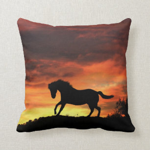 Schönes Südwesten - Pferd und Sonnenuntergang Kissen
