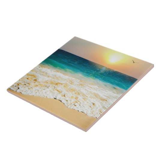 Schönes Summer Beach Sunset Foto Fliese (Seite)