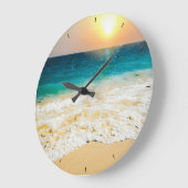 Schönes Summer Beach Sunset Foto Große Wanduhr (Winkel)