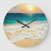 Schönes Summer Beach Sunset Foto Große Wanduhr (Vorderseite)