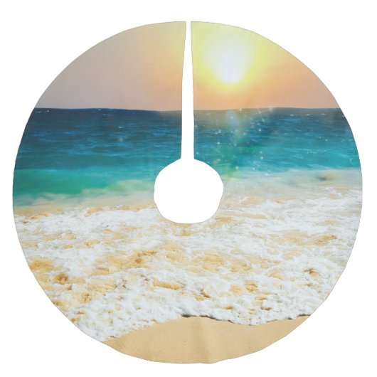 Schönes Summer Beach Sunset Foto Polyester Weihnachtsbaumdecke (Vorderseite)
