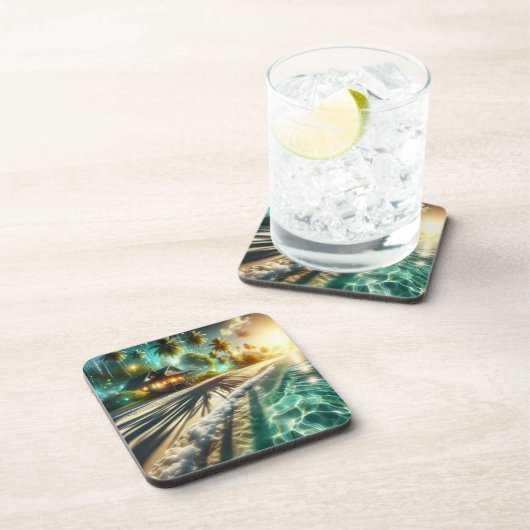 Schönes Sunset Beach House Getränkeuntersetzer (Rechte Seite)