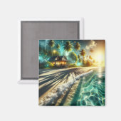 Schönes Sunset Beach House Magnet (Vorderseite/Rückseite)