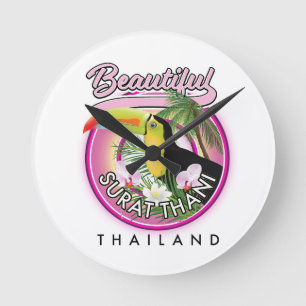 Schönes Surat Thani Thailand Logo Runde Wanduhr