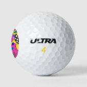 Schönes Surreal-Pink- und Schachbrettmuster Golfball (Logo)