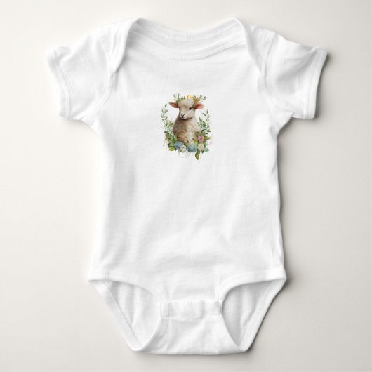 Schönes süßes Baby Lamm mit Blume Strampler (Vorderseite)