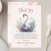 Schönes Swan Pink Floral Damask Girl Babydusche Dankeskarte