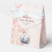 Schönes Swan Pink Floral Damask Girl Babydusche Geschenkschachtel (Vorderseite)