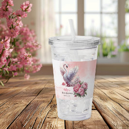 Schönes Swan Pink Floral Girl Babydusche Acryltrinkbecher