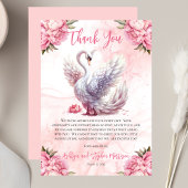 Schönes Swan Pink Floral Girl Babydusche Dankeskarte
