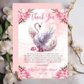 Schönes Swan Pink Floral Girl Babydusche Dankeskarte