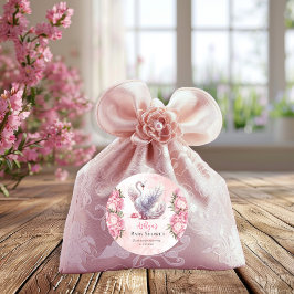 Schönes Swan Pink Floral Girl Babydusche Runder Aufkleber
