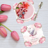 Schönes Swan Pink Floral Girl Babydusche Untersetzer