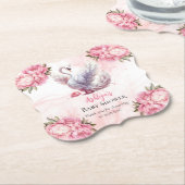 Schönes Swan Pink Floral Girl Babydusche Untersetzer (angewinkelt)