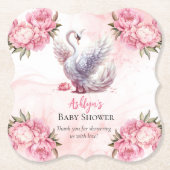 Schönes Swan Pink Floral Girl Babydusche Untersetzer (Vorderseite)