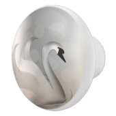 Schönes Swan White & Silver Eleganter Custom Chic Keramikknauf (Rechts)