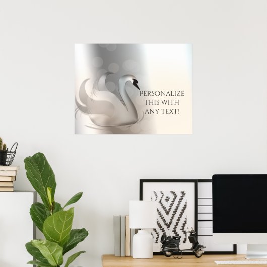 Schönes Swan White & Silver Eleganter Custom Chic Poster (Heimbüro)