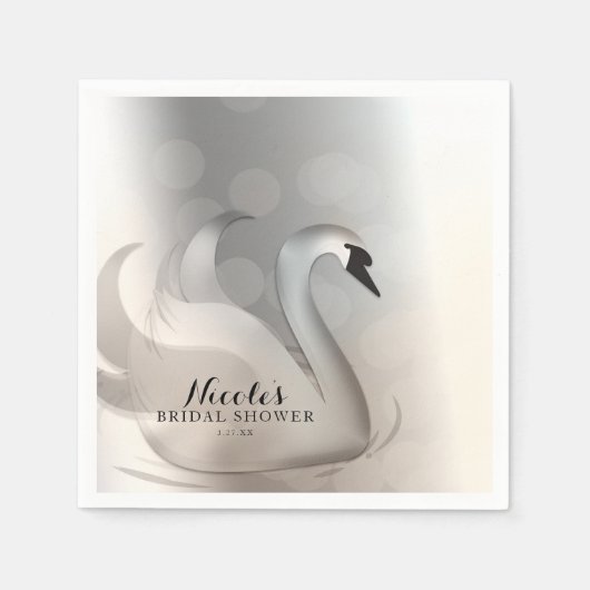 Schönes Swan White & Silver Elegantes Party Serviette (Vorderseite)