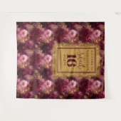 Schönes Sweet 16 Blush Burgundy Gold Tapestry Wandteppich (Vorderseite (Horizontal))