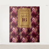 Schönes Sweet 16 Blush Burgundy Gold Tapestry Wandteppich (Vorderseite)