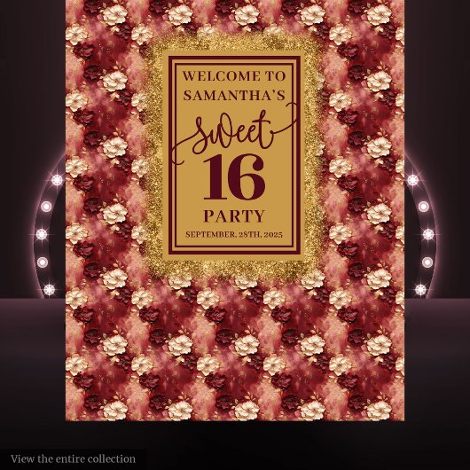 Schönes Sweet 16 Blush Burgundy Gold Tapestry Wandteppich