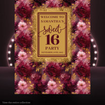 Schönes Sweet 16 Blush Burgundy Gold Tapestry