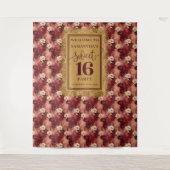 Schönes Sweet 16 Blush Burgundy Gold Tapestry Wandteppich (Vorderseite)