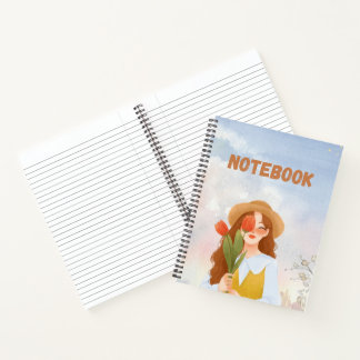 Schönes Tagebuch mit Wasserfarben-Mädchen-Cover Notizblock