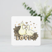 Schönes Taubenpaar in Liebe mit Rose (Stehend Vorderseite)